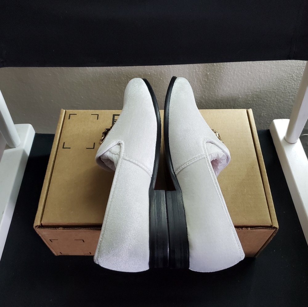 JUSTAR Mens White Velvet Loafers Slip on Size 8 - Picture 10 of 11
